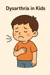 گفتاردرمانگر در حال ارزیابی گفتار و ارتباط کودک دارای دیزآرتری با کمک کارت‌های تصویری